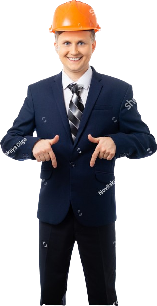 A man in a suit and tie pointing to his chest.